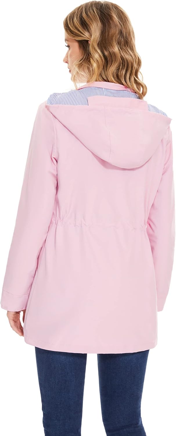 Lightweight Waterproof Hooded Rain Jacket for Women