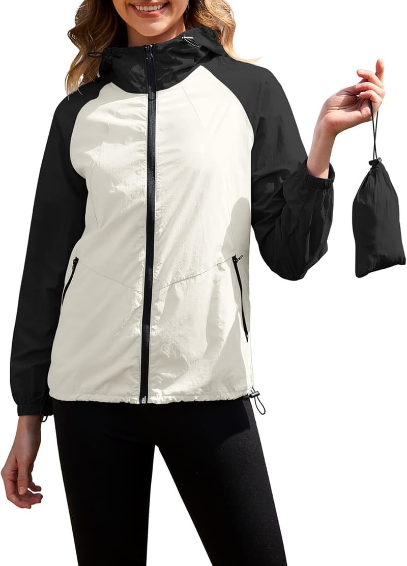 Lightweight Waterproof Packable Rain Jacket for Women