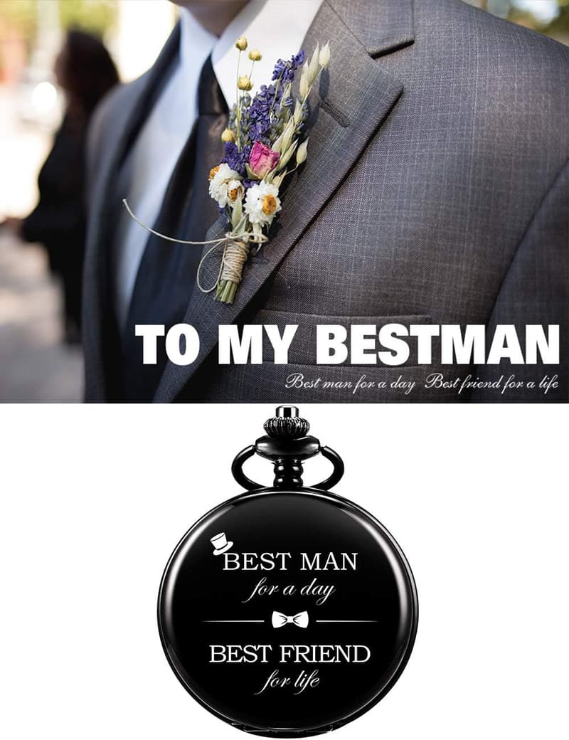 Engraved Pocket Watch for Groomsmen and Best Man
