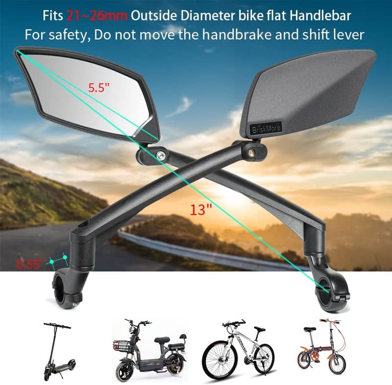 Adjustable Handlebar Bike Mirror with Scratch-Resistant Lens