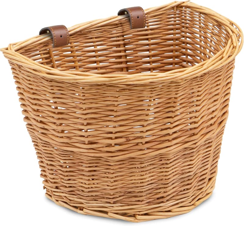 Light Brown Wicker Bike Basket – Universal Fit for Bikes