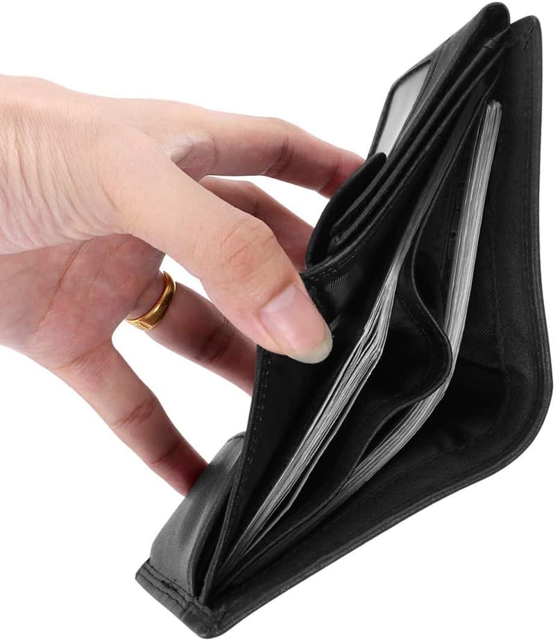 Men's Cowhide Leather Trifold Wallet with RFID Blocking and Coin Pocket