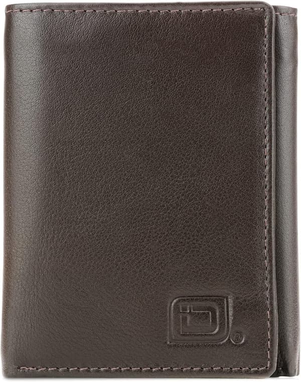 Men's RFID Blocking Leather Trifold Wallet in Brown with Gift Box