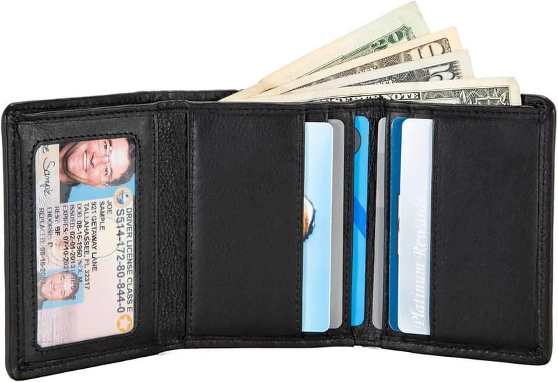 Slim RFID-Blocking Leather Trifold Wallet for Men