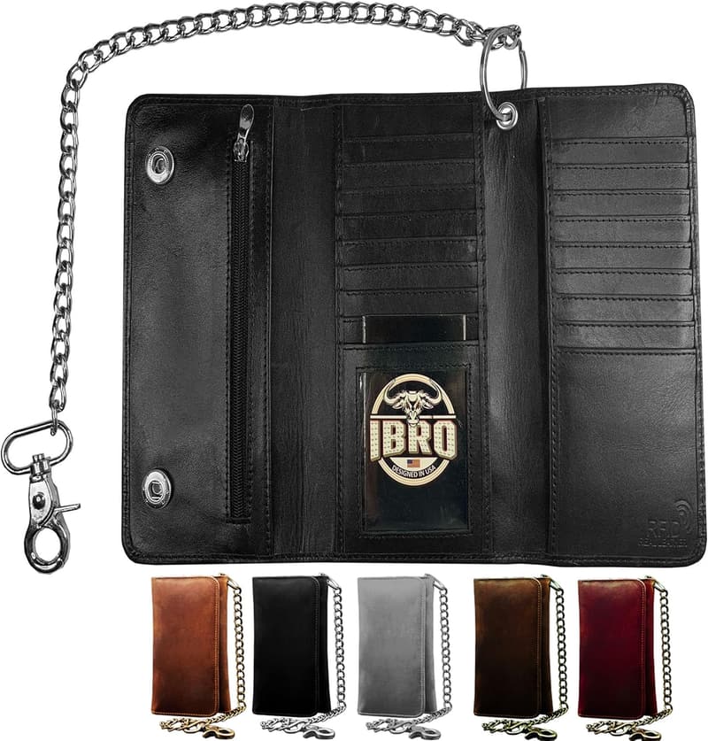Men's Genuine Leather Trifold Wallet with RFID Blocking
