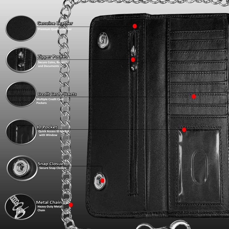 Men's Genuine Leather Trifold Wallet with RFID Blocking