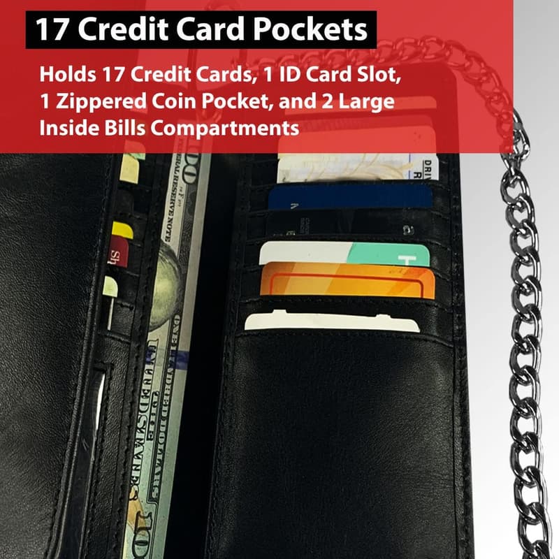 Men's Genuine Leather Trifold Wallet with RFID Blocking