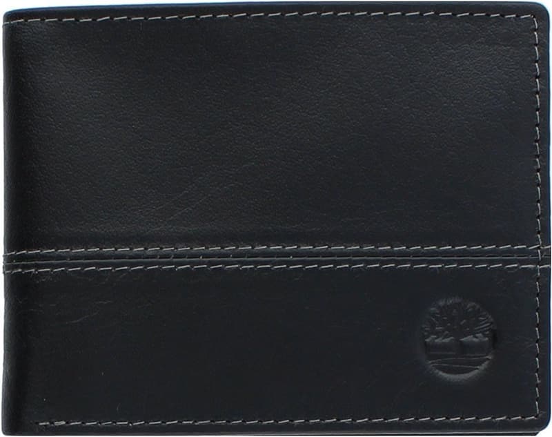 Men's Black Leather Trifold Wallet by Timberland