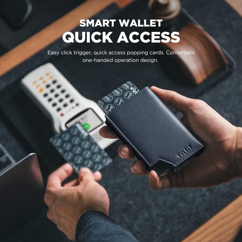 Men's RFID Blocking Minimalist Leather Wallet with ID Window