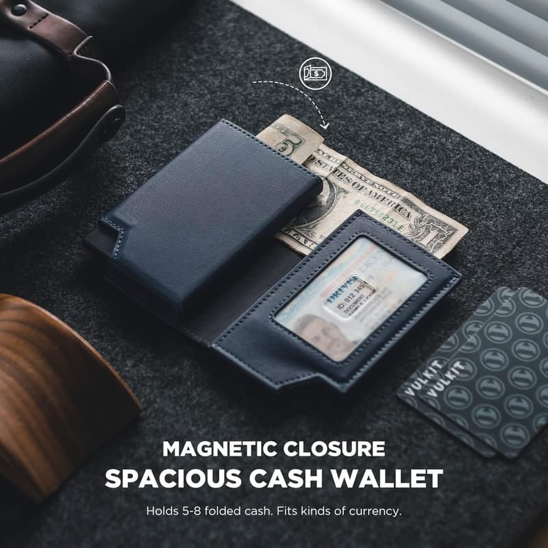 Men's RFID Blocking Minimalist Leather Wallet with ID Window