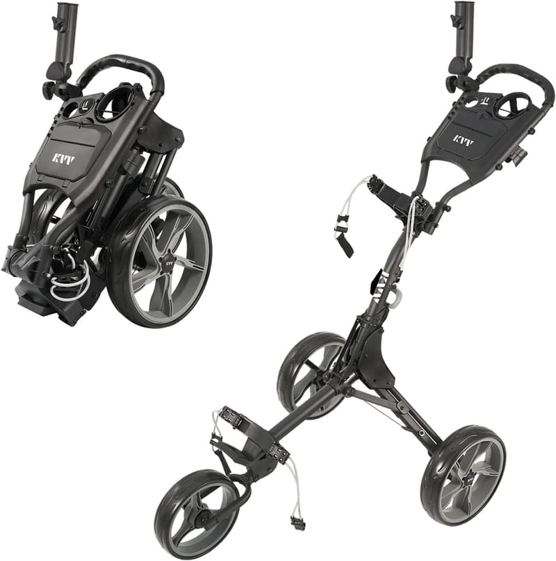 Ultra Lightweight 3-Wheel Golf Push Cart with Scorecard Holder