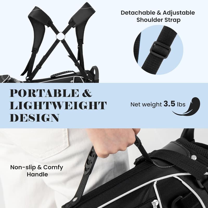 Lightweight Golf Stand Bag with 4-Way Dividers & Pockets