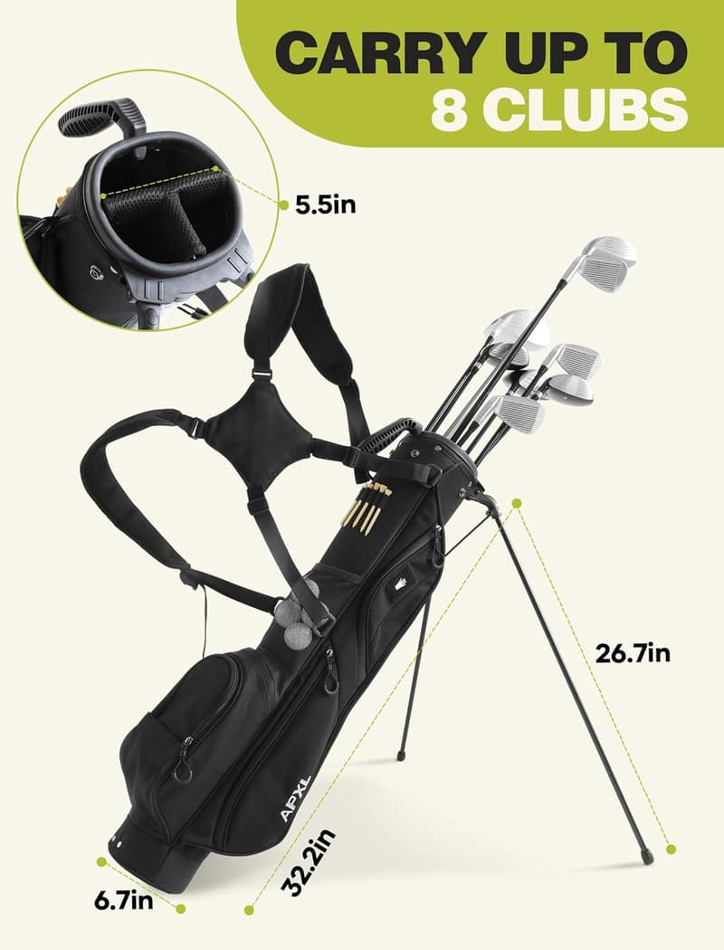 Lightweight Golf Stand Bag with 3 Dividers and Rain Cover