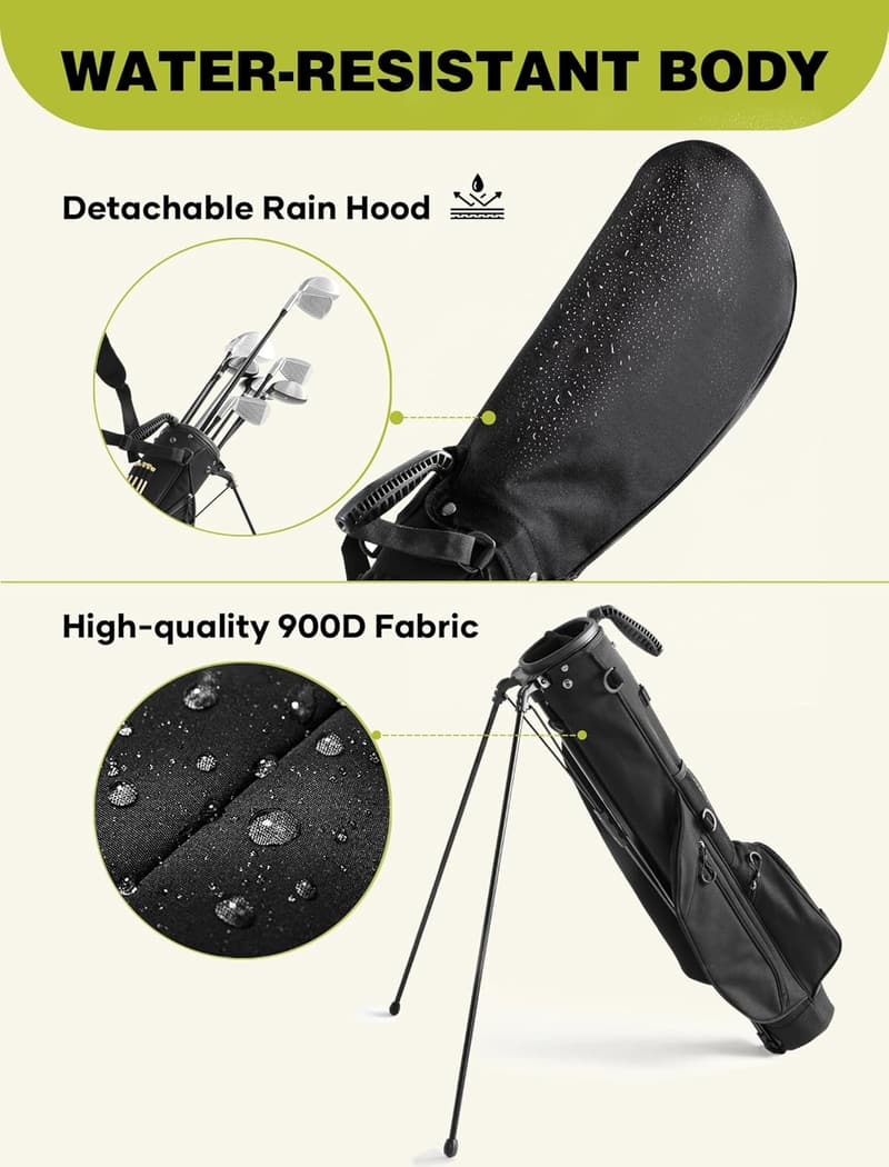 Lightweight Golf Stand Bag with 3 Dividers and Rain Cover
