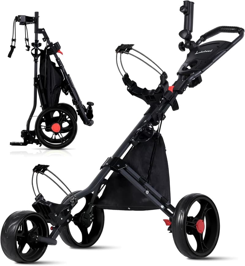 3-Wheel Golf Push Cart with One-Tap Brake for Enthusiasts
