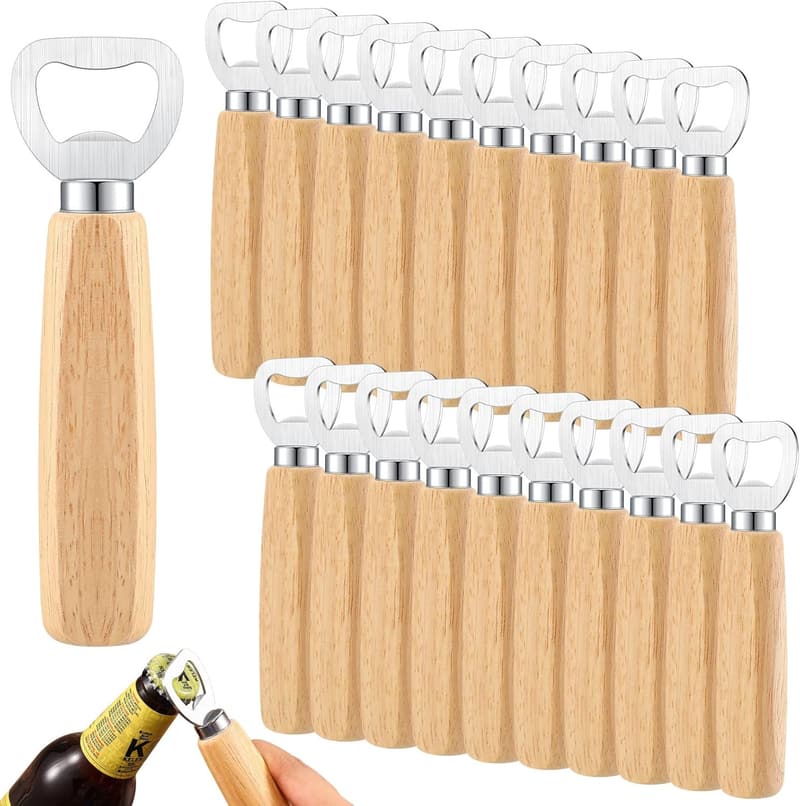 Engraved Wood Handle Bottle Opener Set for Weddings - 20 Pcs