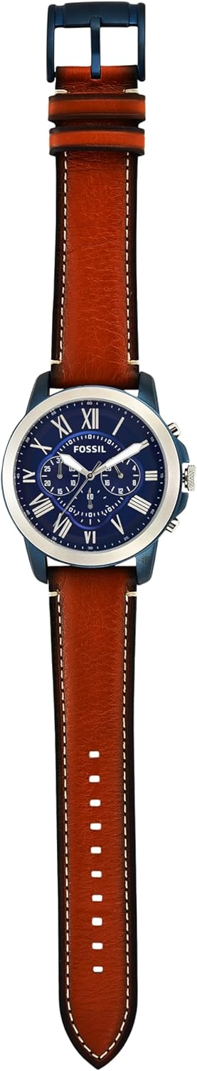 Men's Fossil Grant Leather & Stainless Steel Chronograph Watch