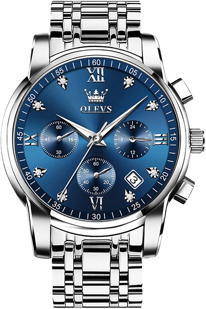 Men's Luxury Waterproof Chronograph Watch - Gold & Silver Dial