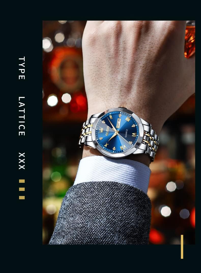 Men's Luxury Two-Tone Stainless Steel Diamond Watch