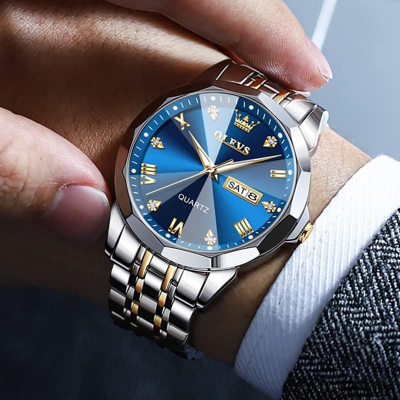 Men's Luxury Two-Tone Stainless Steel Diamond Watch