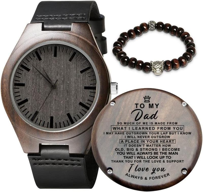 Father's Day Personalized Wooden Watch for Dad, Handmade