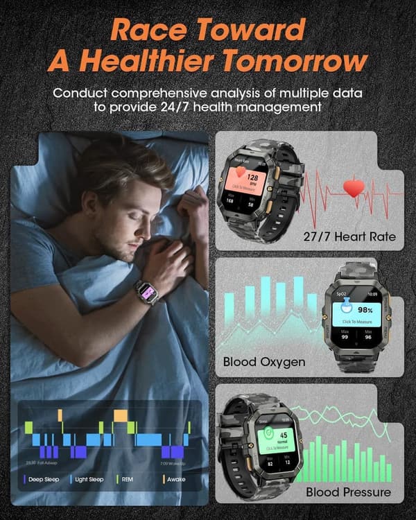 Men's Fitness Smart Watch with Health Tracking & 100+ Sports Modes