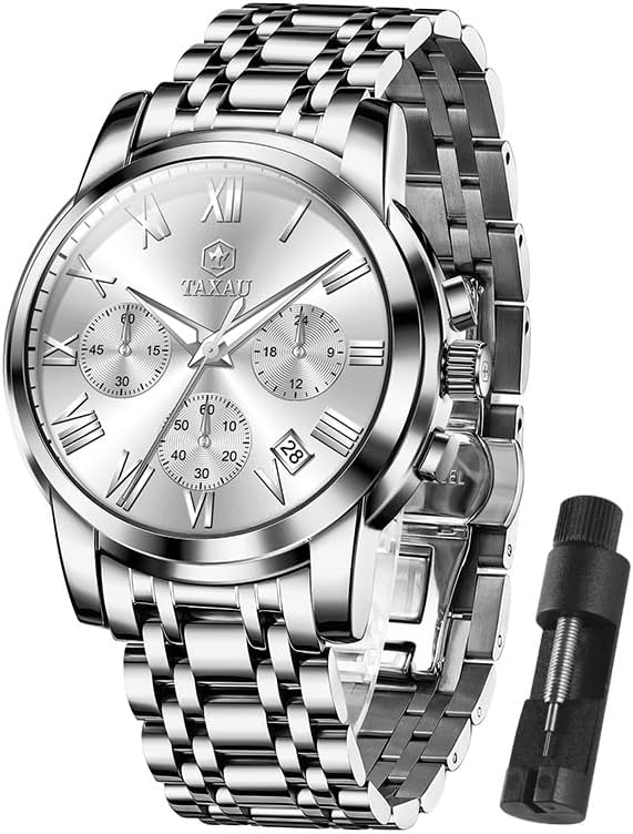 Luxury Stainless Steel Men's Diamond Chronograph Watch