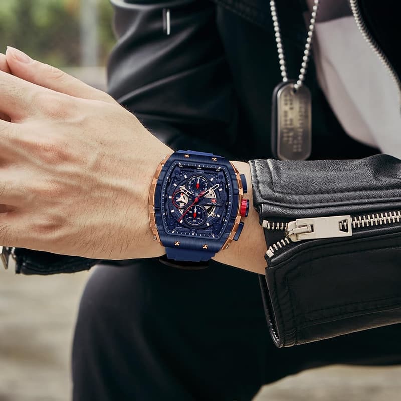 Men's Waterproof Chronograph Watch with Luminous Dial