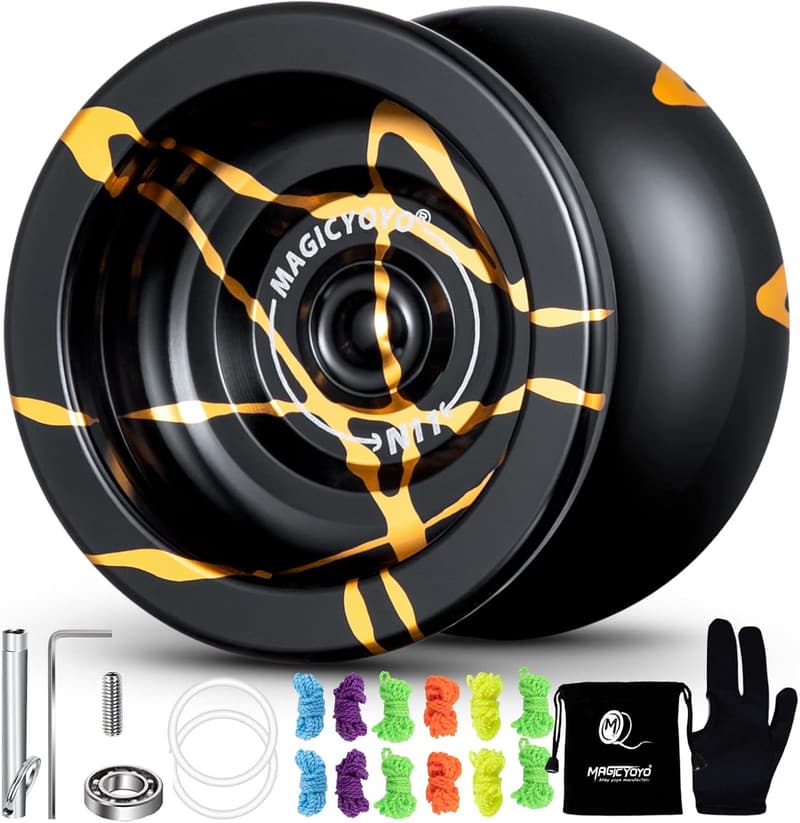 Professional Unresponsive Yo-Yo with Accessories (Black/Gold)