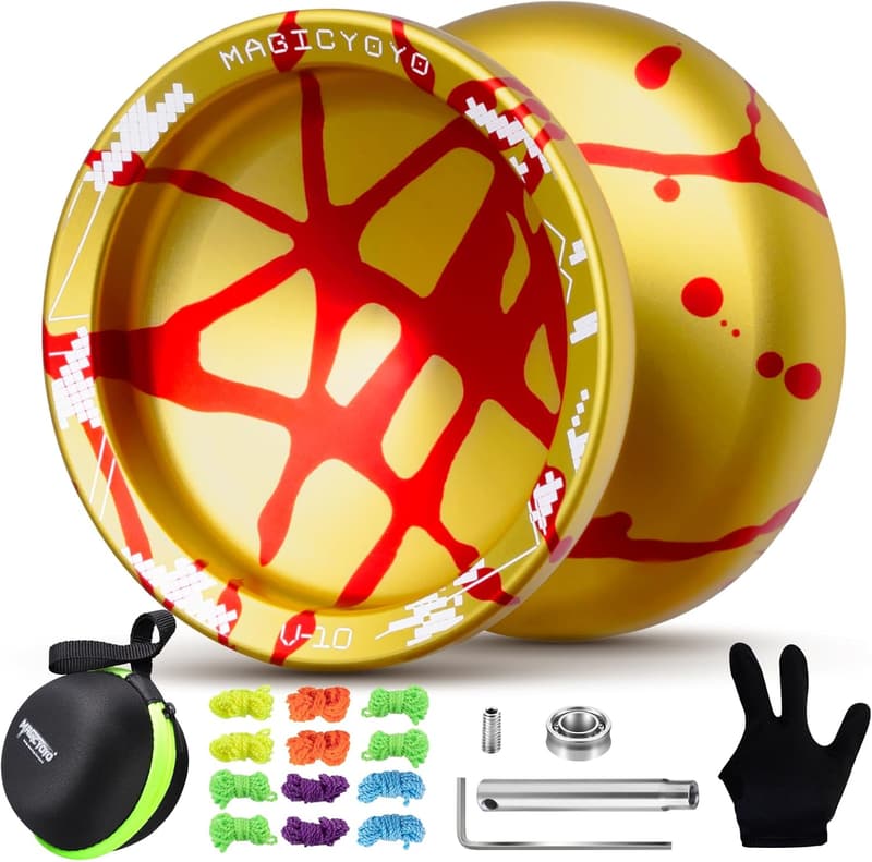 Professional Metal Trick Yoyo with Dual Purpose and Case (Golden Red)