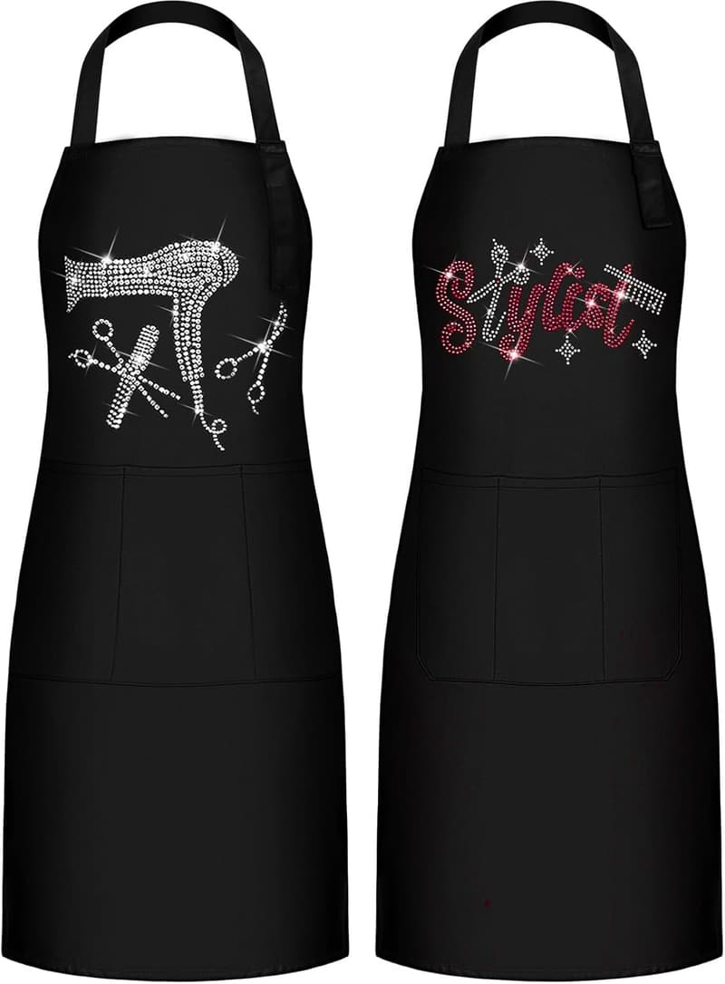 Waterproof Hairstylist Apron Set with Rhinestones & 3 Pockets