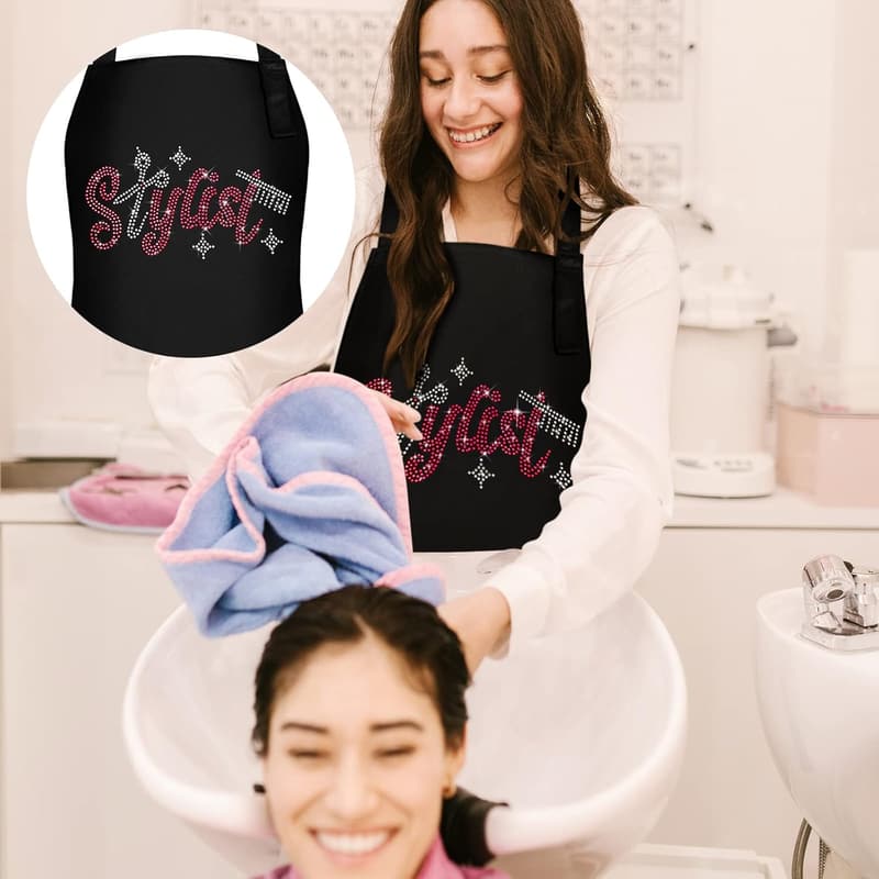 Waterproof Hairstylist Apron Set with Rhinestones & 3 Pockets