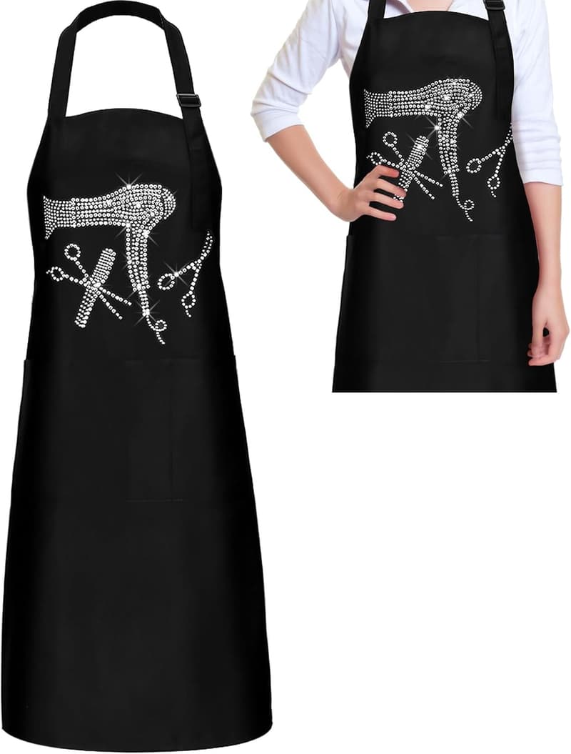 Hairstylist Apron with Rhinestones and 3 Pockets