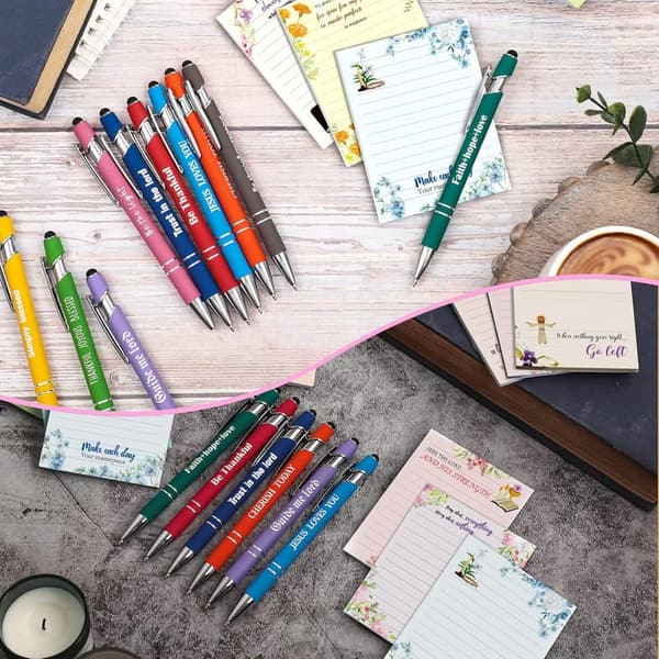Inspirational Bible Gift Set: 20 Pens, Sticky Notes & Notepads