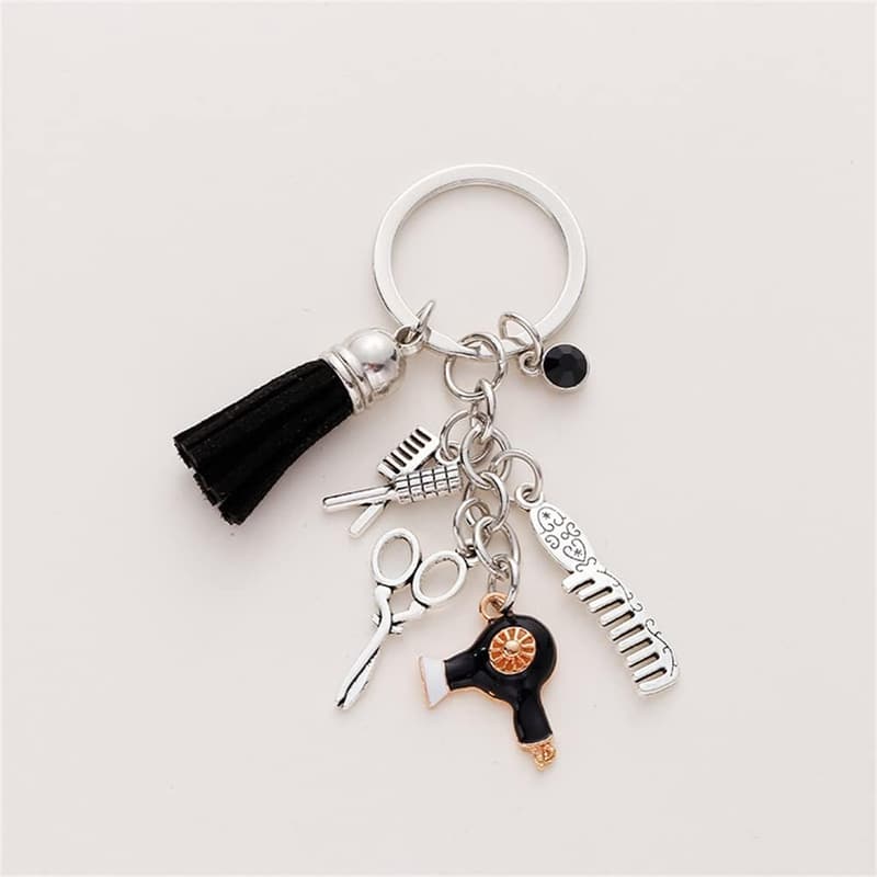 Hair Stylist Gift: Keychain with Comb Scissors & Charm