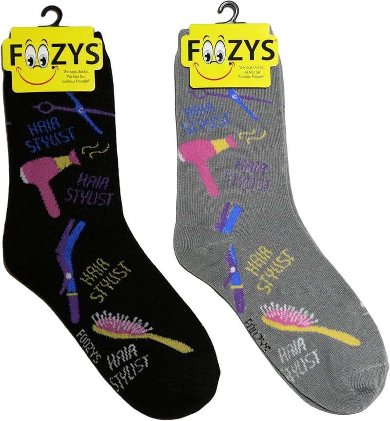 Hair Stylist Themed Crew Socks for Women - 2 Pairs