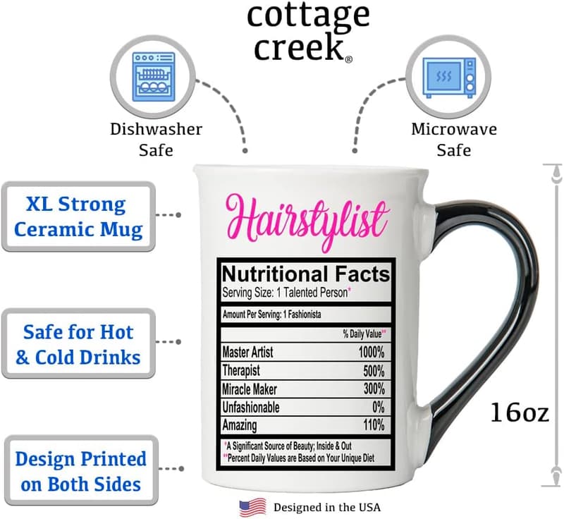 Hairstylist Mug - 16 oz Ceramic, Microwave Safe Gift