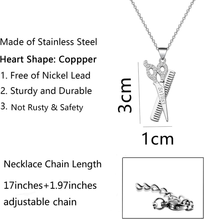 Hairstylist Gift: Scissor Necklace and Comb Pendant