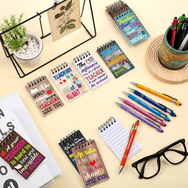 Teacher Appreciation Gift Set: 48 Inspirational Pens & Notebooks