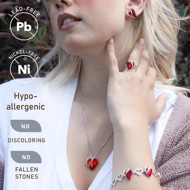 Infinity Love Birthstone Heart Necklace for Women - Silver Plated