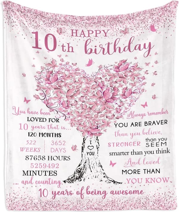 10th Birthday Blanket for Girls, 60