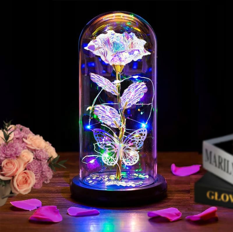 Mother's Day Light Up Rose in Glass Dome Gift for Mom