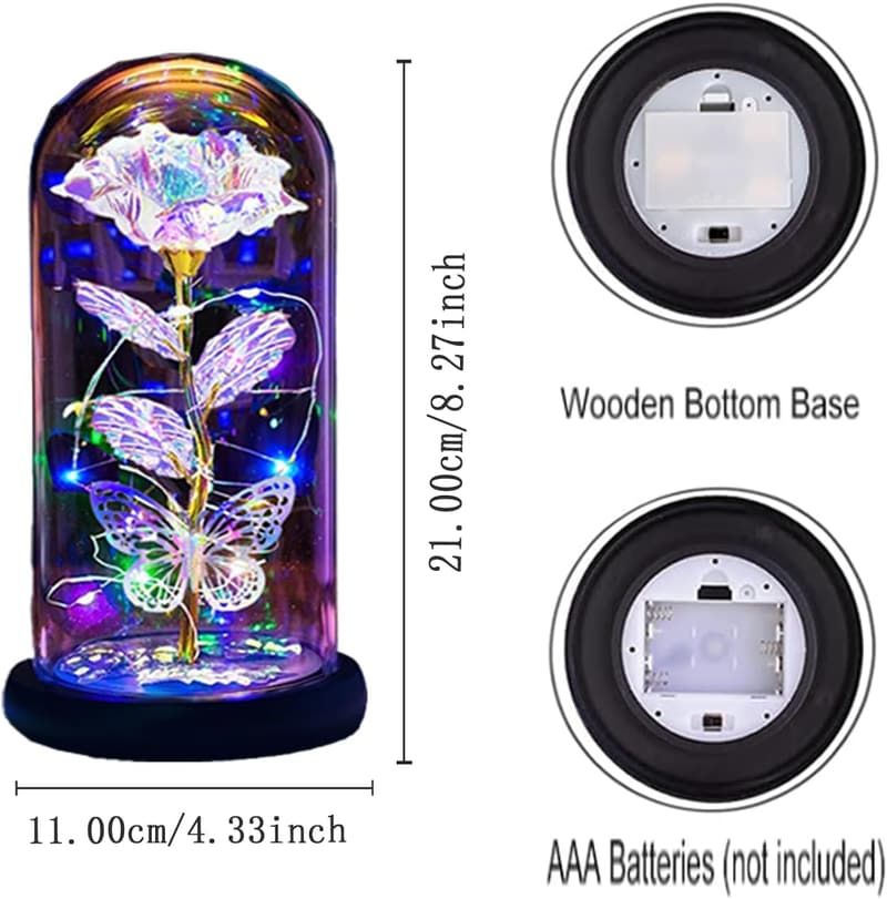 Mother's Day Light Up Rose in Glass Dome Gift for Mom