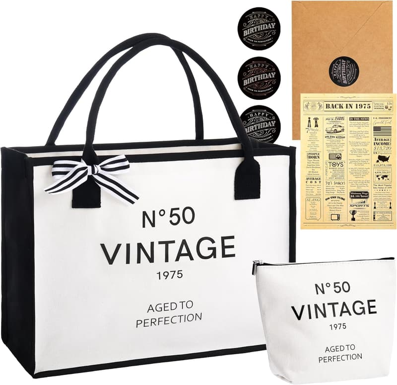 50th Birthday Canvas Tote Bag for Women - 17