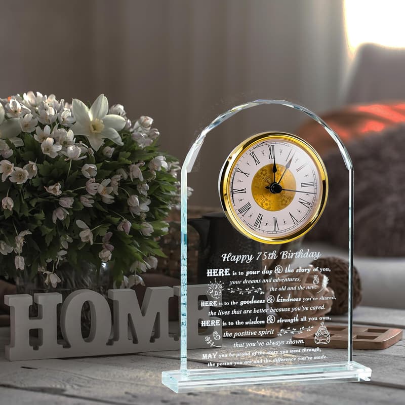 65th Birthday Personalized Crystal Clock Gift for Couples