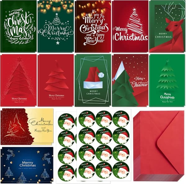 24-Piece Blank Xmas Greeting Card Set with Envelopes & Stickers