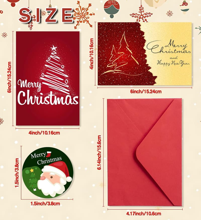 24-Piece Blank Xmas Greeting Card Set with Envelopes & Stickers