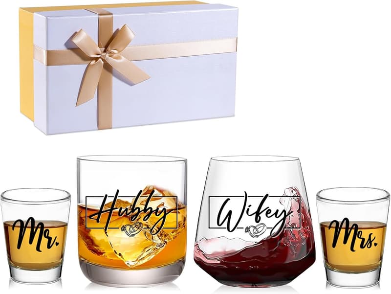 2025 Wedding Gifts: Mr. and Mrs. Drinking Glass Set