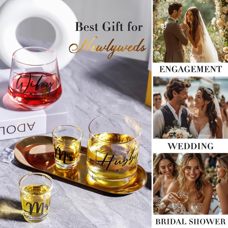 2025 Wedding Gifts: Mr. and Mrs. Drinking Glass Set
