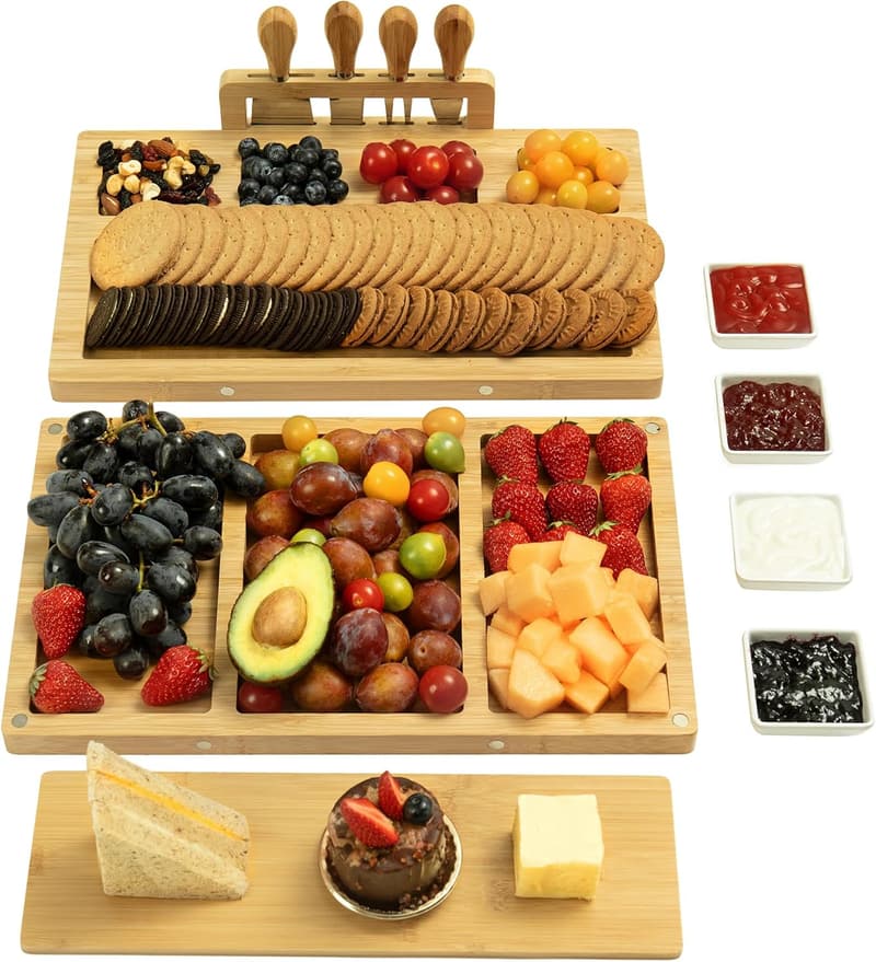Housewarming Gift: Charcuterie Board Set with Knives and Bowls